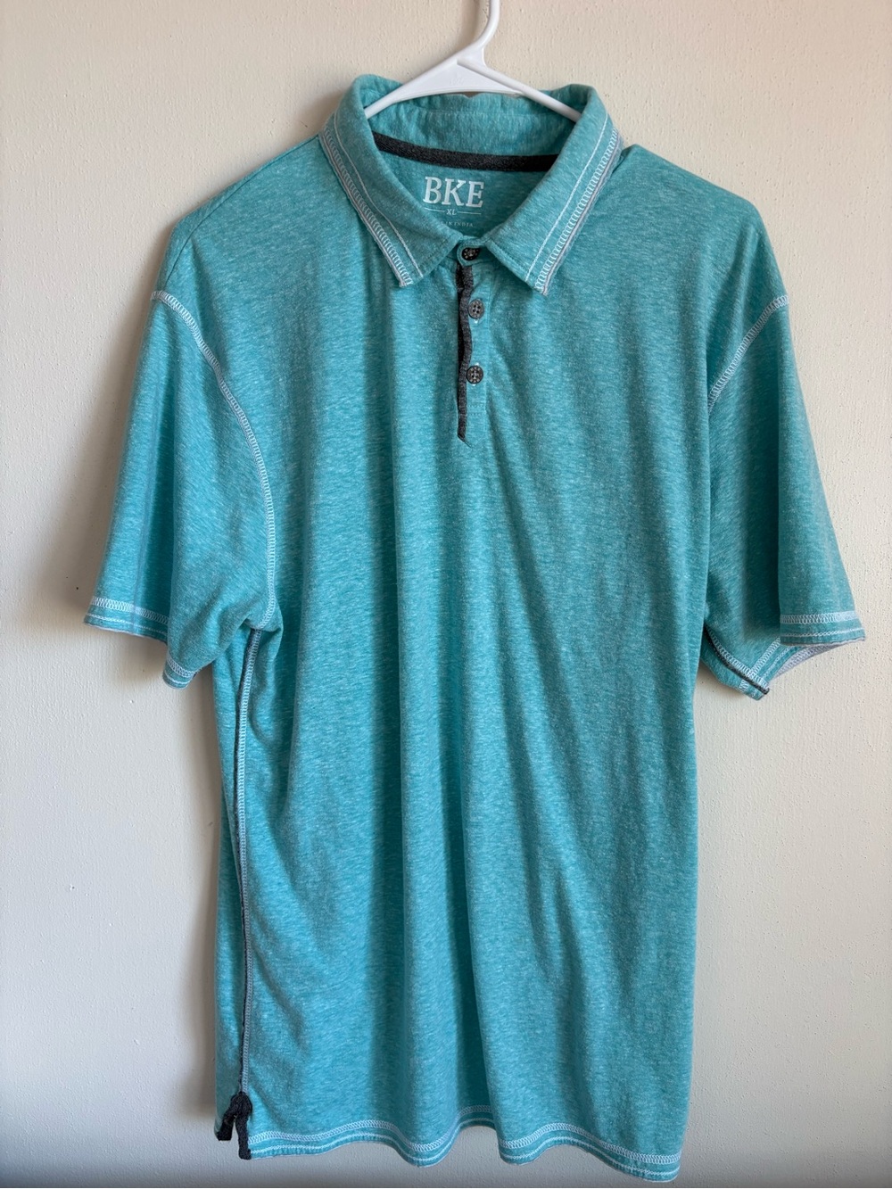 BKE Buckle Men’s XL Teal Turquoise Polo Shirt Short Sleeve Contrast Stitch